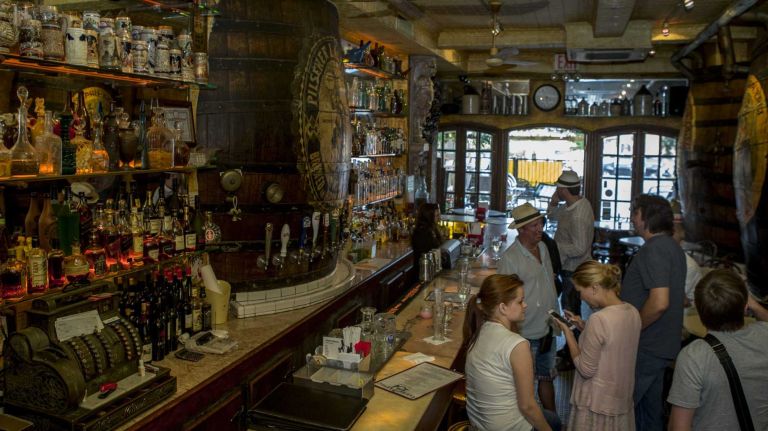 Customers drink at Anyway Cafe, a french russian venue on Oriental Boulevard at Manhattan Beach, June 8, 2015. ?By Yeong-Ung Yang
