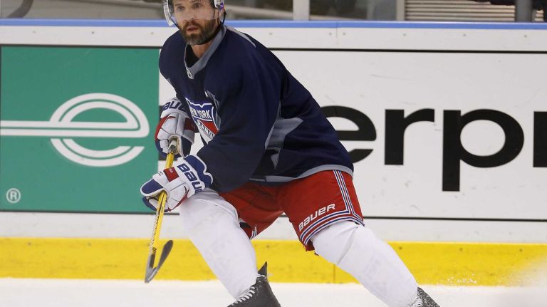 Martin St. Louis of the Rangers skates during practice on Thursday, May 28, 2015 at the MSG Training Center in Greenburgh, N.Y.