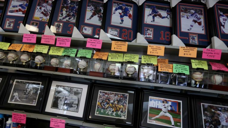 Sports paraphernalia at Staten Island Sports Cards at 27 Swguine Ave. in Prince's Bay, Staten Island, Friday, May 22, 2015.