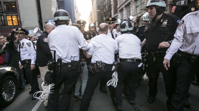 NYC protests for Baltimore: photos 13 Police make arrests during a rally in Union Square on Wednesday, April 29, 2015, protesting the death of Freddie Gray in Baltimore.