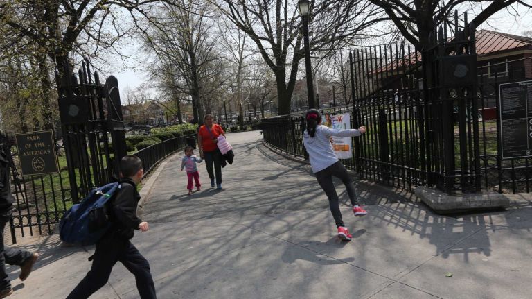 City Living: North Corona 50 The entrance to Park of the Americas at 104th street and 41st ave. in North Corona, Queens, Tuesday, April 21, 2015.