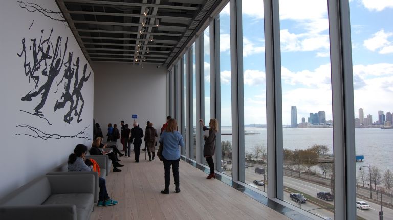 On the west side of the building, visitors can rest on comfortable couches while taking in a different kind of art: nature's 