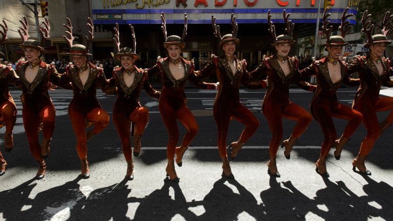 The Radio City Rockettes perform the  Sleigh Ride dance during the annual 