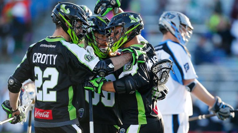 NY Lizards vs. Ohio Machine 40 HEMPSTEAD, NY - APRIL 12: Matt Gibson #66 of the New York Lizards celebrates his goal agaginst the Ohio Machine at James M. Shuart Stadium on April 12, 2015 in Hempstead, New York. Lizards defeated the Machines 14-8. (Photo by Mike Stobe/Getty Images)
