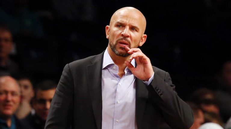 Jason Kidd of the Milwaukee Bucks reacts during a game against the Brooklyn Nets at Barclays Center on Friday, March 20, 2015.