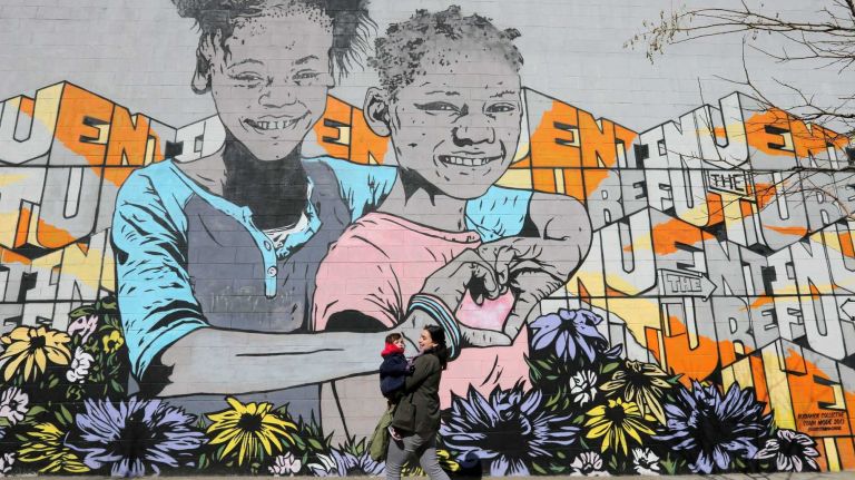 A mural on Troutman street at the corner of Wyckoff Ave. in Bushwick. 