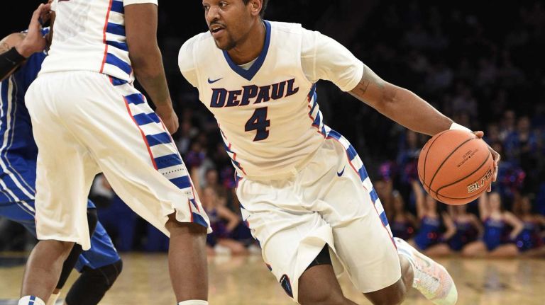 DePaul Blue Demons forward Myke Henry drives the ball against the Creighton Bluejays in the first round of the Big East basketball tournament at Madison Square Garden on Wednesday, March 11, 2015. 