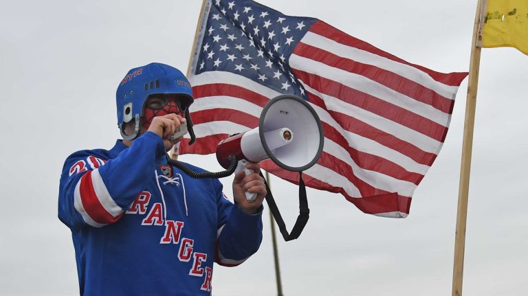 Fans at Islanders vs. Rangers 37 Rangers fan Chris Olton of North Massapequa tailgates in the parking lot of Nassau Coliseum before the last Islanders-Rangers regular-season game at the Coliseum on March 10, 2015.