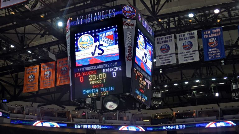 Fans at Islanders vs. Rangers 40 The pregame scoreboard is seen before the last Islanders-Rangers regular-season game at the Coliseum on March 10, 2015.