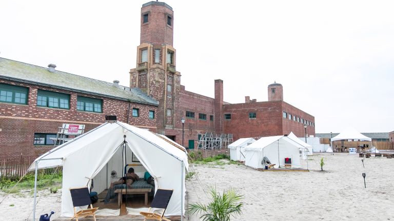 Camp Rockaway is on the grounds of the Jacob Riis Park Bathhouse.