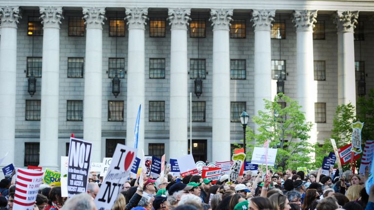 May Day protests: Photos of the 2017 NYC demonstrations 23 May Day demonstrators gather at Manhattan's Foley Square on Monday, May 1, 2017.