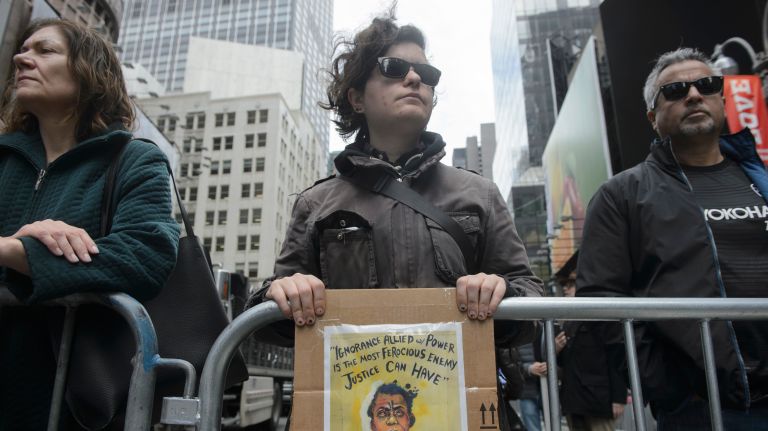 Participants gather in Times Square for the I Am A Muslim Too rally on Feb. 19, 2017. 