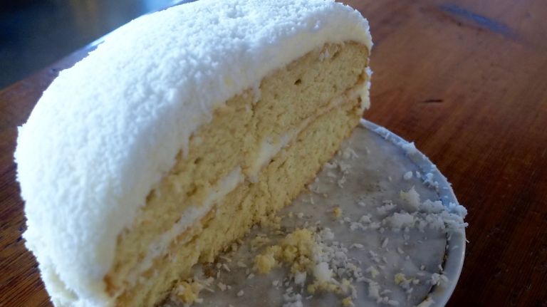 'Golden Girls' cafe Rue La Rue has soft opening in Washington Heights 32 A cross section of the cafe's Betty White Cake -- sprinkled liberally with coconut.