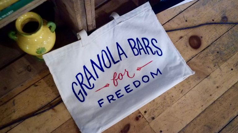 MacLeod also made this tote bag, which she plans to stock full of snacks for hungry marchers. 
