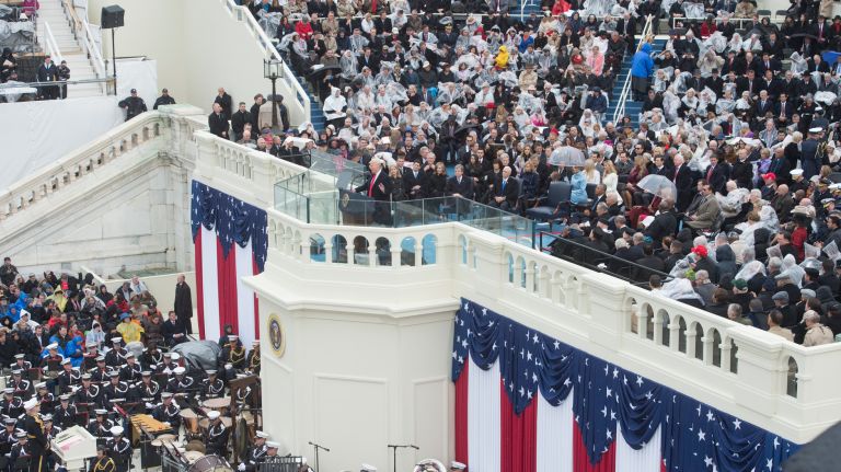 President Donald Trump delivers his inauguration speech after being sworn in as the 45th president of the United States at the U.S. Capitol in Washington, D.C., Friday, Jan. 20, 2017.