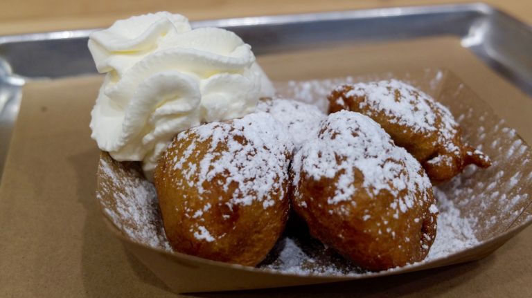 Let's get to the really good stuff: the food. Who says you can't start with dessert? These fried Oreos, showered in powdered sugar and served with a side of whipped cream, will be free on Jan. 18 and 19. If you've never had this boardwalk and carnival favorite, you should: Oreos are even better when encased in a funnel cake batter and fried.