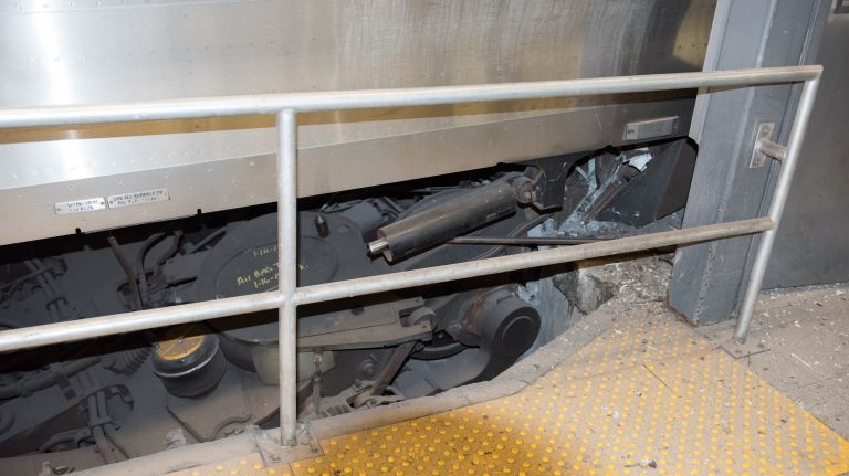 LIRR train crashes at Atlantic Terminal: See photos 9 A section of the LIRR train that hit a bumper block at the Atlantic Terminal in Brooklyn is seen on Wednesday, Jan. 4, 2017.