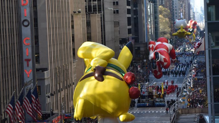 The Pikachu Pokemon paraded down Sixth Avenue near Radio City Music Hall.