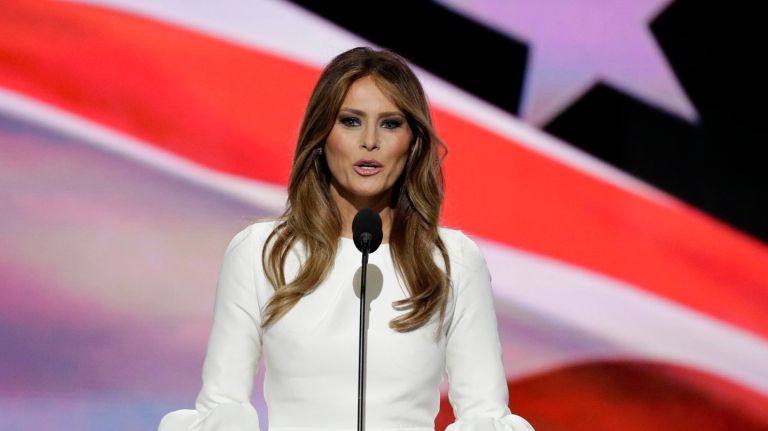 Melania Trump, seen here in Cleveland, Ohio, Monday, July 18, 2016, is being accused of plagiarism in her Republican National Convention speech.