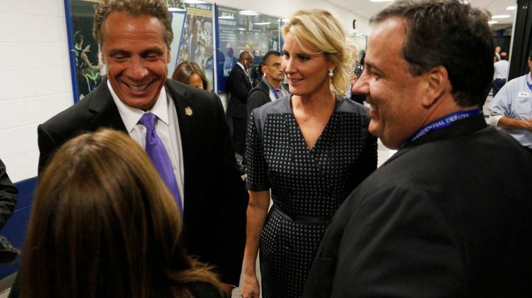 Presidential debate at Hofstra: Photos from the scene 23 Governors Andrew Cuomo, of New York, and Chris Christie, of New Jersey, talk prior to the debate on Sept. 26, 2016.