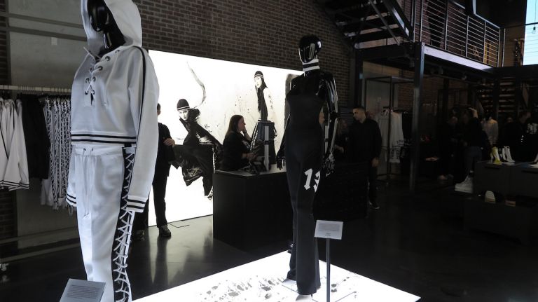 Rihanna's NYC pop-up debuts latest Puma collaboration ahead of NYFW 10 Comfortable sweats are given an edgy twist with lace-up slits, while sweatbands take on a new purpose as chokers.