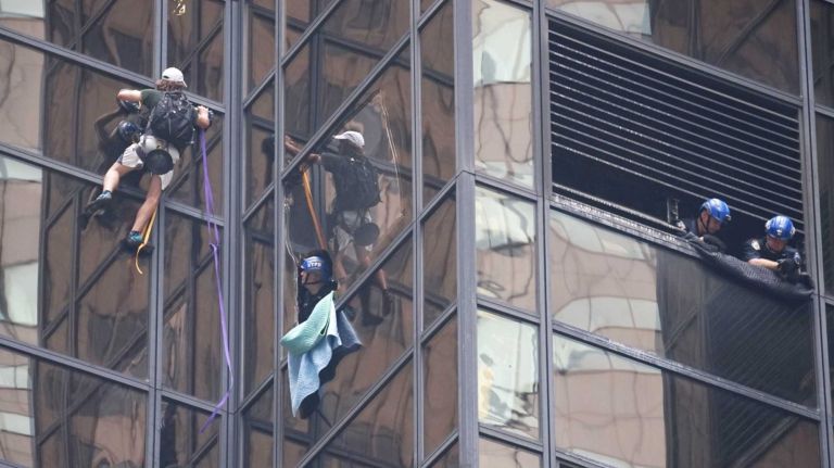 Police responded Wednesday afternoon when a man was scaling Trump Tower on Fifth Avenue on, Aug. 10, 2016.
