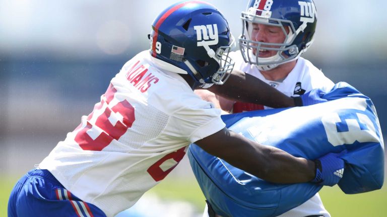New York Giants tight end Ryan Malleck and tight end Jerell Adams run drills during the Giants Organized Team Activities at Quest Diagnostics Training Center on Monday, May 23, 2016.