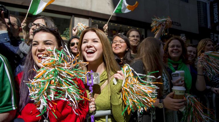 Spectators at the New York City St. Patrick's Day Parade on Fifth Avenue in Manhattan on March 17, 2016.