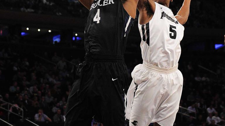 Butler forward Tyler Wideman (4) is pursued by Providence forward Rodney Bullock (5) during the Big East Tournament at Madison Square Garden in New York, New York on Thursday, Mar 10, 2016. Big East Basketball Tournament between #5 Butler and #4 Providence.