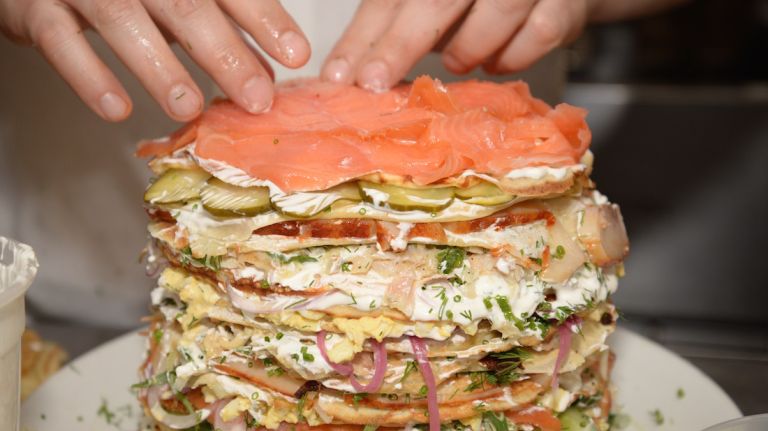 That's a lot of smoked fish and blinis.