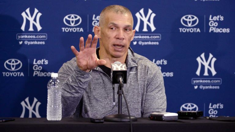 New York Yankees spring training 2016 164 New York Yankees manager Joe Girardi speaks to the media during the first day of spring training at George M. Steinbrenner Field in Tampa Fla. on Thursday, Feb. 18, 2016.