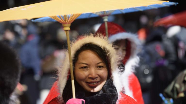 Participants and spectators welcome the Year of the Monkey, which began Monday, Feb. 8, 2016, during the annual Lunar New Year Parade in Manhattan's Chinatown on Sunday, Feb. 14, 2016. The monkey is the ninth of the 12-year cycle of animals that appear in the Chinese zodiac related to the Chinese calendar. 