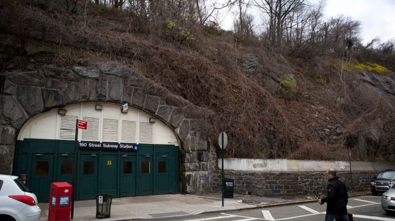 The 190th Street A train station is built into a hill in Washington Heights. 