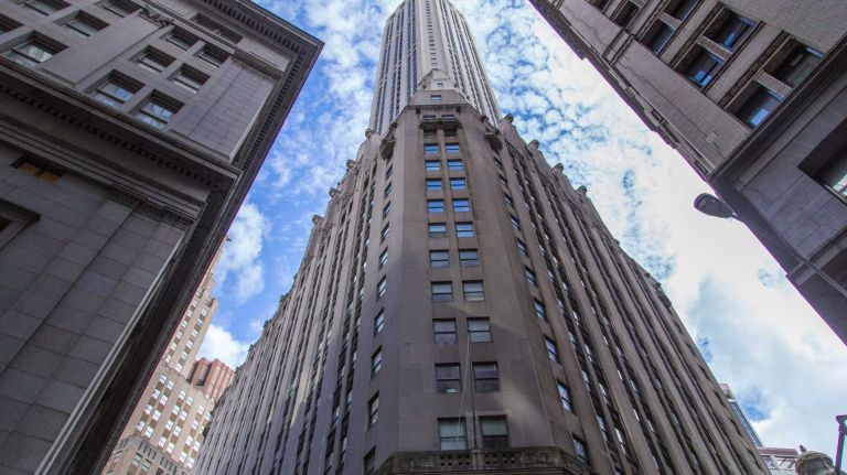 20 Exchange Pl. is a historic landmark residential building in Manhattan's Financial District on Aug. 20, 2015.