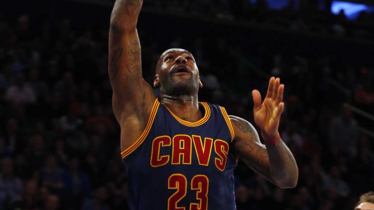 LeBron James #23 of the Cleveland Cavaliers puts up a shot for a basket in the third quarter against the New York Knicks at Madison Square Garden on Friday, Nov. 13, 2015 in New York City.
