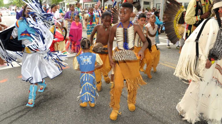 Native American pageantry in the Fourth of July parade on July 4, 2015, in Southampton.