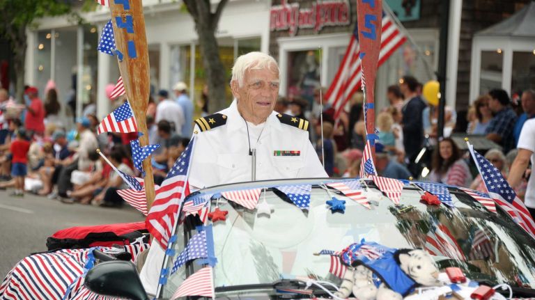 A World War II veteran rides in the Fourth of July parade on July 4, 2015, in Southampton.