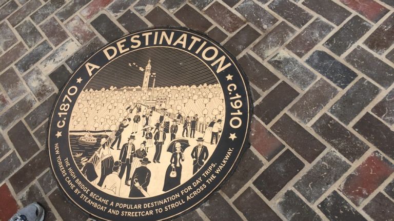 A historical marker on the newly refurbished High Bridge, pictured on Tuesday, June 9, 2015, describes how it was once a destination for day trips. 