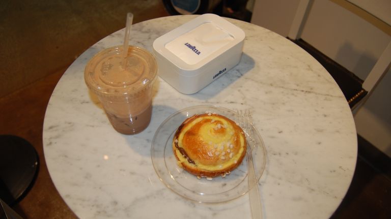 Nutella iced latte and brioche filled with Nutella. BEST.