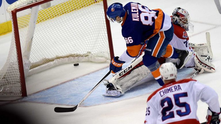 Eastern Conference quarterfinals Game 6: Islanders vs. Capitals 97 New York Islanders' Nikolay Kulemin puts the puck past Washington Capitals goalie Branden Holtby to score the winning goal in the third period during Game 6 of the Eastern Conference quarterfinals at Nassau Coliseum on Saturday, April 25, 2015.
