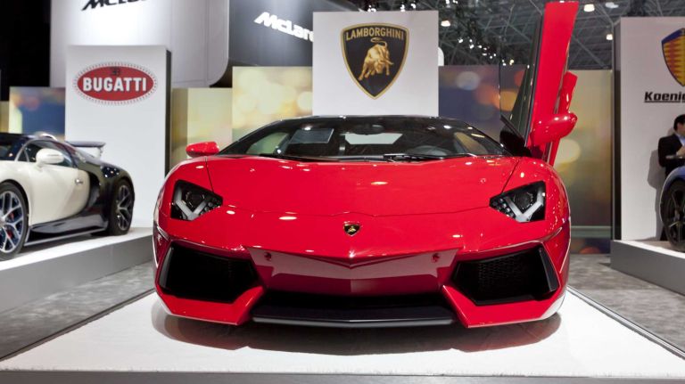 Prices for the Lamborghini Aventador start at $397,500. The engine puts out more than 691 hp thanks to its V-12 engine. The car can reach a top speed of 217 mph.