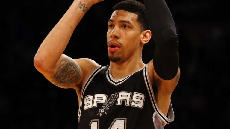 Danny Green of the San Antonio Spurs controls the ball in the first half against the New York Knicks at Madison Square Garden on Tuesday, March 17, 2015.