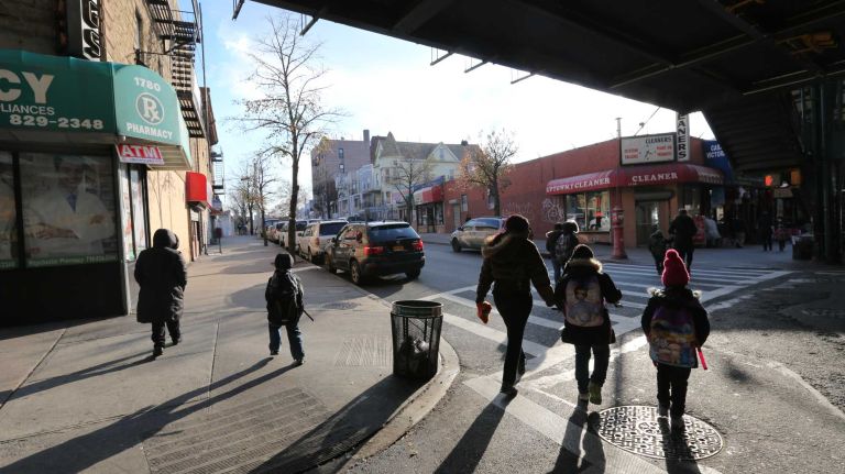 Crossing under the train tracks at Lawrence Street and Westchester ave. in the Soundview section of the Bronx, Thursday, Nov., 20, 2014.