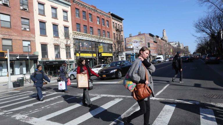 Crossing Atlantic Av, at Hoyt street in Boerum Hill, Brooklyn, Friday, Mar. 14, 2014.