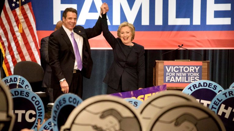 How the Fight for 15 was won 1 New York State Gov. Andrew M. Cuomo and presidential candidate Hillary Clinton attend a rally at the Javits Convention Center to celebrate passage of a $15 minimum wage on Monday, April 4, 2016.