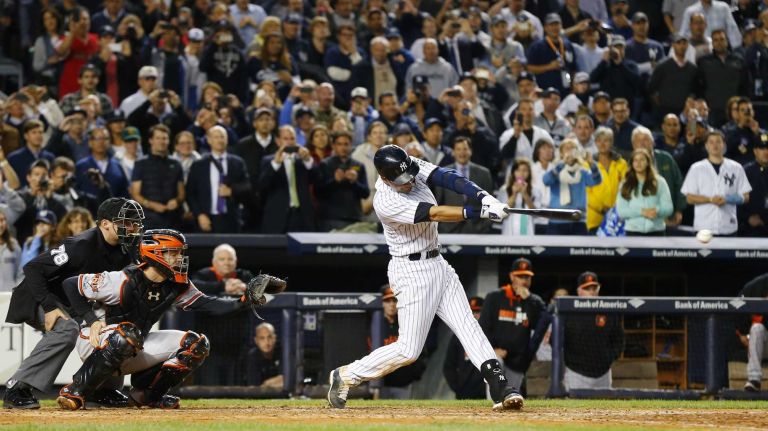Derek Jeter's final game at Yankee Stadium 108 Derek Jeter of the Yankees connects on his ninth-inning, game-winning base hit against the Baltimore Orioles at Yankee Stadium on Thursday, Sept. 25, 2014.