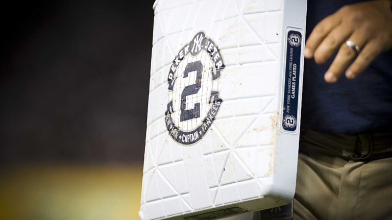 Derek Jeter's final game at Yankee Stadium 133 The Yankees put Derek Jeter's number on the bases for his last home game against the Baltimore Orioles at Yankee Stadium on Thursday, Sept. 25, 2014.