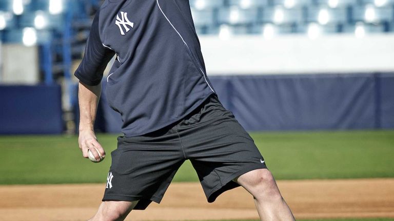 New York Yankees pitcher David Robertson works out at Steinbrenner Field in Tampa on February 14, 2014.