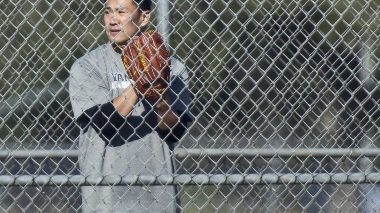 Yankees' Masahiro Tanaka works out at the team's minor-league facility in Tampa, Fla. on the morning of Feb. 13, 2014, prior to the official start of spring training.