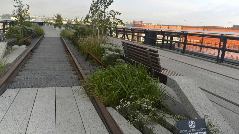 High Line photos: Final section of the park opens 30 A view from the new High Line at the Rail Yards seen before the opening of the $35 million extension of the popular park in Manhattan on Saturday, Sept. 20, 2014.